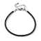 Polyester Cord Braided Bracelet Makings, with Stainless Steel Claw Lobster Clasps, Brass Findings, Long-Lasting Plated, Gray, 7-3/8 inch(18.8cm)