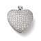 Brass Micro Pave Clear Cubic Zirconia Pendants, Cadmium Free & Lead Free, Hollow Out Heart, Platinum, 23x22x10mm, Hole: 4x5mm
