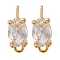 Brass Clear Cubic Zirconia Stud Earrings Finding for Women, with Loop, Oval, Real 18K Gold Plated, 9x5mm, Hole: 1.2mm, Pin: 0.7x12mm