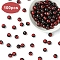 100Pcs Transparent Crackle Glass Bead Strands, Round, FireBrick, 7~7.5x8.2mm, Hole: 1.4mm