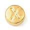 304 Stainless Steel Beads, Flat Round with Letter, Golden, Letter X, 7x3.5mm, Hole: 1.7mm