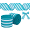 Burlap Ribbons, Stripe, with Iron Edge, Cyan, 2-1/2 inch(63mm), about 5.00 Yards(4.57m)/Roll