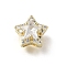 Brass Micro Pave Cubic Zirconia Beads, Star, with Crystal Zirconium, Real 18K Gold Plated, April Birthstone, Clear, 10x10x7.5mm, Hole: 2x2mm