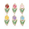 Alloy Enamel Pendants, Flower Charms, Golden, Cadmium Free & Nickel Free & Lead Free, Mixed Color, 25x11.5x1.5mm, Hole: 1.4mm