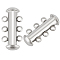 4Pcs 304 Stainless Steel Slide Lock Clasps, Peyote Clasps, 3-Strands, 6-Holes, Stainless Steel Color, 20x10x6.5mm, Hole: 1.5mm, 4pcs/set