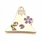 Alloy Pendants, with Enamel and Rhinestone, Mount Fuji Sakura Charms, Golden, Medium Purple, 21x24x2.5mm, Hole: 1.6mm
