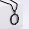Stylish Stainless Steel Initial Pendant Necklaces, Black, Letter O