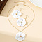 Flower Alloy Enamel Pendant Necklace & Dangle Earring, Golden, White, 370mm & 65x41mm