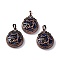 Dyed Natural Lapis Lazuli Pendants, Flat Round Brass Charms, Lead Free & Cadmium Free, 34.5x27x8mm, Hole: 6.5x5mm