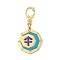 304 Stainless Steel Enamel Pendant Decoration, with Clear Cubic Zirconia, Octagon with Constellations, Golden, Sagittarius, 35.5mm