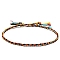 Cotton Cord Braided Adjustable Bracelets, with Brass Bead, for Men and Women, Turquoise, Inner Diameter: 2-3/8 inch(6cm)