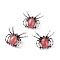 Watermelon Stone Glass Brooch, with Brass Findings and Glass, Spider, Antique Silver, 34~35x41~42x7mm, Hole: 3x5mm