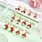 12Pcs Mushroom Alloy Enamel Pendant Decorations, for Stethoscope Decorations, with Stainless Steel Clip, FireBrick, 23.5~34mm
