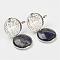 Natural Sodalite Pendants, with Brass Diffuser Locket Findings, Flat Round with Tree, 31x26x8mm, Hole: 4mm