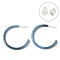 Hypoallergenic Bioceramics Zirconia Ceramic Stud Earrings, No Fading and Nickel Free, C-Shaped, Cadet Blue, 30x2.5mm