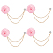 Polyester Rose Flower Lapel Pin Backs, Hanging Chain Brooch for Women, Pink, 150mm