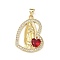 Brass Micro Pave Cubic Zirconia Pendants, Rack Plating, Holy Virgin with Heart, Lead Free & Cadmium Free, Long-Lasting Plated, Real 18K Gold Plated, 29x20.5x4.5mm, Hole: 4.8x3.6mm