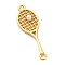 Brass Connector Charms, with Plastic Imitation Pearl Beads, Racket, Golden, 24x7.5x3mm, Hole: 1mm