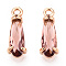 Faceted Glass Pendants, with Golden Tone Brass Open Back Settings, Teardrop, Sienna, 14.5x4.5x4mm, Hole: 1.2mm