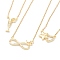 Brass Micro Pave Clear Cubic Zirconia Pendant Necklaces, with 304 Stainless Steel Cable Chains, Mixed Shapes, Golden, 18.19~18.7 inch(46.2~47.5cm)