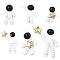 6Pcs 6 Styles Spray Painted Alloy Pendants, with Black Acrylic, Cadmium Free & Lead Free, Spaceman with Star, Mixed Color, 19~30.5x9~22x4~6mm, Hole: 1.2~2mm, 1pc/style 