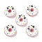 Handmade Porcelain Enamel Beads, Donut, Bright Glazed Porcelain, Flamingo, 18.5x7.5~10mm, Hole: 2mm