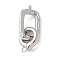 Brass Fold Over Clasps, Rectangle, Real Platinum Plated, 28mm