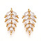 Brass Micro Pave Cubic Zirconia Pendants, Leaf Charms, Real 18K Gold Plated, Clear, 21x11x3mm, Hole: 1~1.2mm