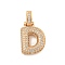 Brass Micro Pave Clear Cubic Zirconia Pendants, Real 18K Gold Plated, Letter D, 31x16.5x5mm, Hole: 3x6mm
