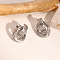 304 Stainless Steel Texture Multi-circle Knot Stud Earrings, Silver, 14.1mm