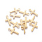 304 Stainless Steel Charms, Cross, Golden, 14x11x0.8mm, Hole: 1.2mm