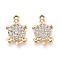Alloy Rhinestone Pendants, UV Plating, Tortoise, Light Gold, 21x13.2x3.4mm, Hole: 1.8mm