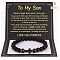 Cross Natural Tiger Eye & Frosted Black Obsidian Round Beads Stretch Bracelets for Men Women, 7-1/8 inch(18cm)