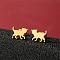 Stainless Steel Stud Earrings, Cat Shape, Golden, 8x11mm