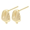 Brass Stud Earring Findings, Cadmium Free & Nickel Free & Lead Free, with Loop, Real 18K Gold Plated, 11x7mm, Hole: 1.5mm, Pin: 0.8x11.5mm