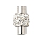 304 Stainless Steel Magnetic Clasps, Column, with Rhinestone, Stainless Steel Color, Clear, 13x8mm, Hole: 3.5mm