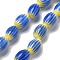 Handmade Millefiori Lampwork Beads Strands, Rice, Royal Blue, 11~12x7~8mm, Hole: 0.9mm, about 31pcs/strand, 13.98~14.37 inch(35.5~36.5cm)