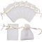 100Pcs Organza Gift Bags with Drawstring, Jewelry Pouches, Wedding Party Christmas Favor Gift Bags, Creamy White, 7x5cm