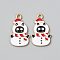 Christmas Cat Theme Alloy Enamel Pendants, Snowman, 25x15x1mm, Hole: 2mm