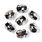 Handmade Gold & Silver Foil Glass Beads, Nuggets, Black, 12.5~14x10~11x9~10mm, Hole: 1.2~1.4mm