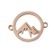 Ion Plating(IP) 304 Stainless Steel Link Connectors, Laser Cut, Ring with Mountain, Rose Gold, 15x19x1mm, Hole: 1.4mm
