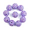 10Pcs Opaque Acrylic Beads, with Rhinestone, Round, Medium Purple, 20x18.5mm, Hole: 2.8mm