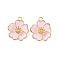 Light Gold Plated Alloy Enamel Pendants, Cadmium Free & Lead Free, Flower Charm, Pink, 23x20x6mm, Hole: 2.5mm