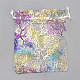 オーガンジーギフトバッグ巾着袋  巾着袋  カラフルなサンゴ模様  長方形  ホワイト  9x7cm X-OP-Q051-7x9-02-2