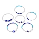 6Pcs 6 Style Glass & Lampwork Evil Eye & Hamsa Hand Beaded Stretch Bracelets Set BJEW-JB09415-1