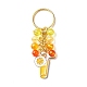 4Pcs Flower/Bee/Orange Juice Alloy Enamel Pendant Keychain KEYC-JKC00412-05-3