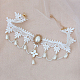 レースチョーカーネックレス  合金模造真珠と  花  ホワイト  11インチ X-NJEW-N0052-485-3
