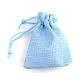 ポリエステル模造黄麻布包装袋巾着袋  クリスマスのために  結婚式のパーティーとdiyクラフトパッキング  ライトスカイブルー  12x9cm ABAG-R005-9x12-16-2