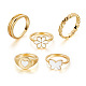 Farfalla & fiore & cuore anelli di strass set con imitazione perla in rilievo AJEW-PW0005-15B-1
