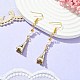 Alloy Enamel Eiffel Tower Dangle Earrings with Imitation Pearl Beaded EJEW-JE05422-01-3